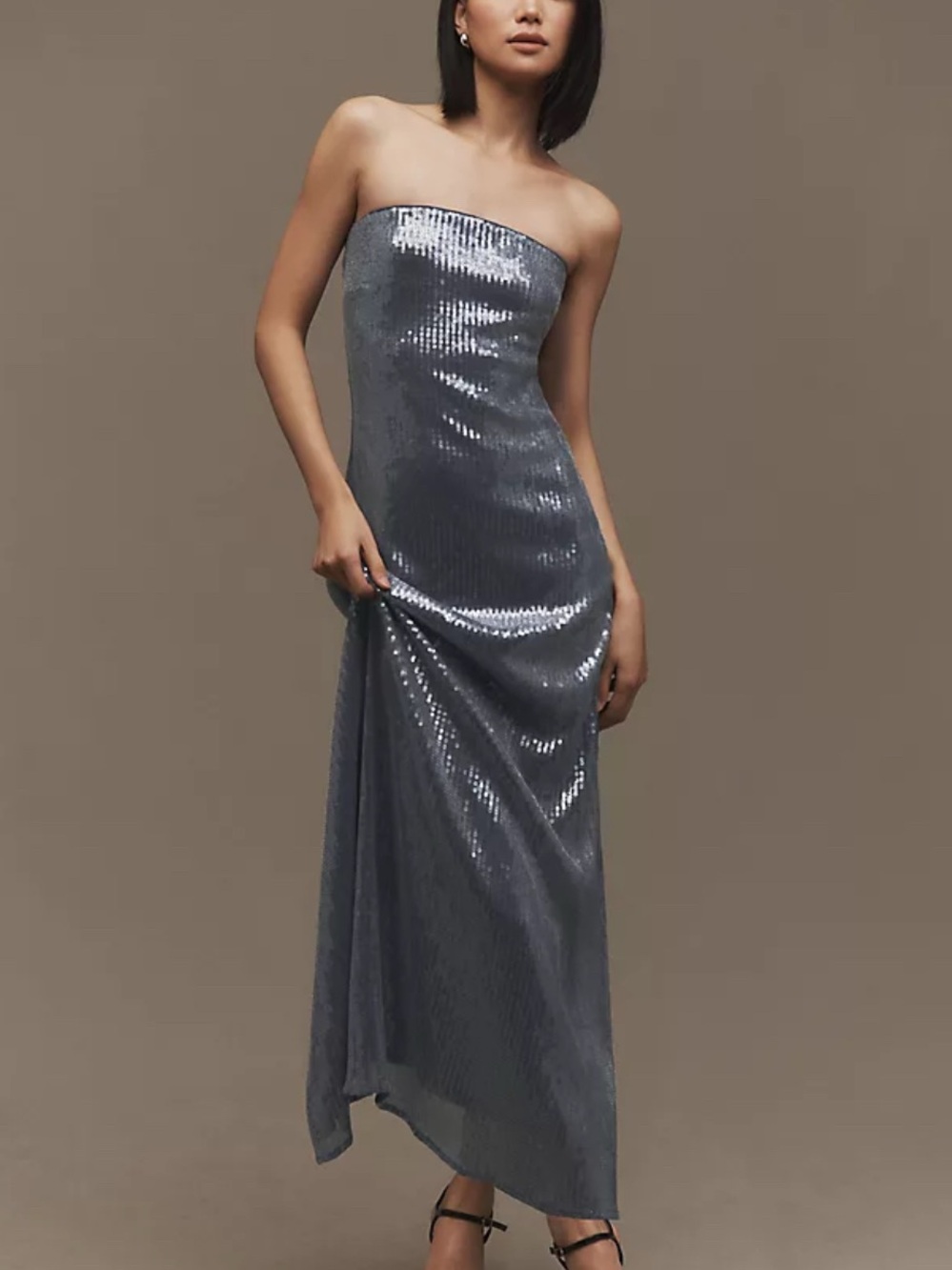 Anthropologie Hutch Strapless Sequined Gown in Blue